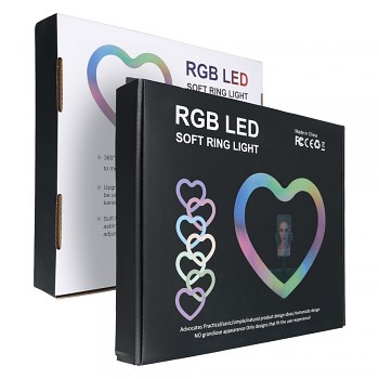 Bluetooth selfie tyč Ring Light JM26-10 RGB Heart s LED osvětlením černá 1