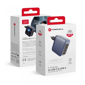 Adaptér Forcell F-Energy 3x USB-C a USB-A s funkcí rychlonabíjení 100W modrý_4