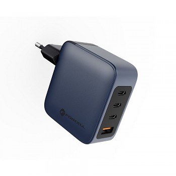 Adaptér Forcell F-Energy 3x USB-C a USB-A s funkcí rychlonabíjení 100W modrý