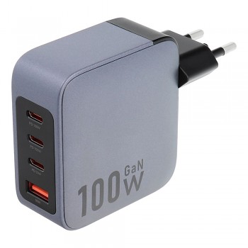 Adaptér Forcell F-Energy 3x USB-C a USB-A s funkcí rychlonabíjení 100W modrý_1