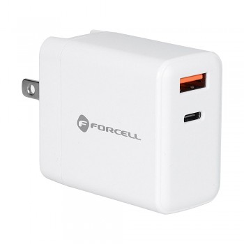 Adaptér Forcell F-Energy USB-C a USB-A s funkcí rychlonabíjení 45W bílý