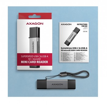 Čtečka paměťových karet AXAGON CRE-DAC USB-C a USB-A Mini šedá 1