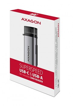 Čtečka paměťových karet AXAGON CRE-SAC USB-C a USB-A šedá