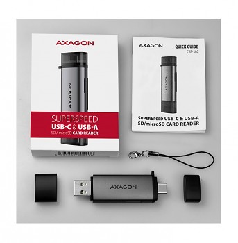 Čtečka paměťových karet AXAGON CRE-SAC USB-C a USB-A šedá 1