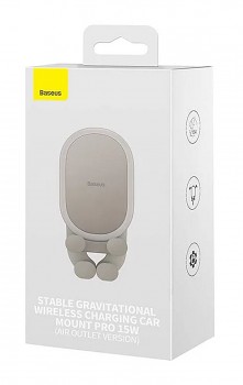 Držák na mobil s funkcí bezdrátového nabíjení Baseus Gravitational 15W béžový