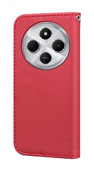 Knížkové pouzdro na Xiaomi Redmi 14C vínové s kočičkou 1