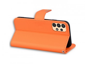 Knížkové pouzdro TopQ na mobil Samsung A13 oranžové s žabkou4