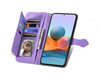 Knížkové pouzdro TopQ na mobil Xiaomi Redmi Note 10 Pro se zipem fialové1