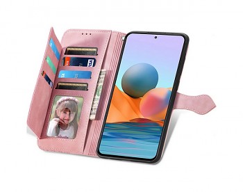 Knížkové pouzdro TopQ na mobil Xiaomi Redmi Note 10 Pro se zipem růžové2