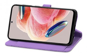 Knížkové pouzdro TopQ na mobil Xiaomi Redmi Note 12 se zipem fialové4