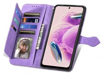 Knížkové pouzdro TopQ na mobil Xiaomi Redmi Note 12S se zipem fialové2