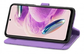 Knížkové pouzdro TopQ na mobil Xiaomi Redmi Note 12S se zipem fialové3