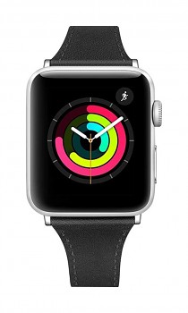 Kožený řemínek Watchband W033 pro Apple Watch 3-4-5-6-7-SE 38-40-41 mm černý 1