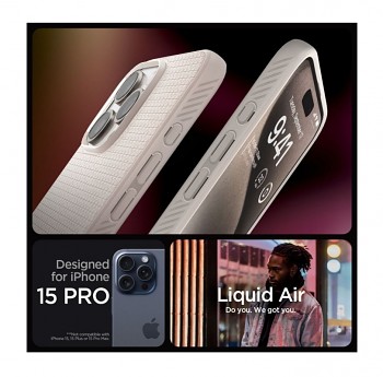 Zadní kryt Spigen Liquid Air na iPhone 15 Pro Titanium