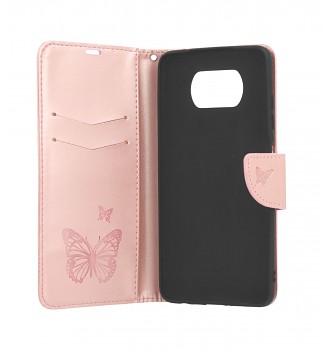 Knížkové pouzdro na Xiaomi Poco X3 Butterfly růžové světlé (2)