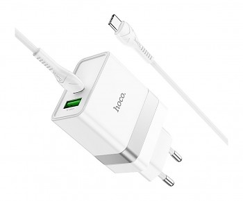 Rychlonabíječka HOCO N21 včetně USB-C datového kabelu bílá 30W2