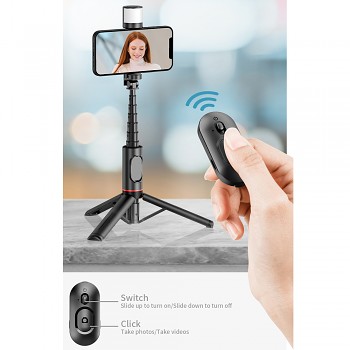 Bluetooth tripod selfie tyč Techsuit Q12S černá 3