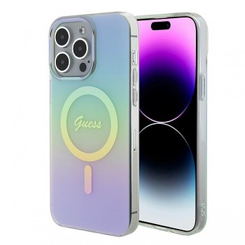 Originální pouzdro GUESS IML Iridescent Magsafe hardcase GUHMP15XHITSQ pro Iphone 15 Pro Max turquoise