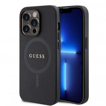 Guess PU Saffiano MagSafe Zadní Kryt pro iPhone 15 Pro Black