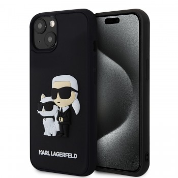 Karl Lagerfeld 3D Rubber Karl and Choupette Zadní Kryt pro iPhone 13 Black