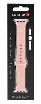 Řemínek Swissten pro Apple Watch silikonový 38-40 mm oranžově růžový