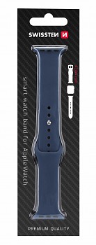 Řemínek Swissten pro Apple Watch silikonový 42-44/45-49 mm modrý