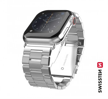 Řemínek Swissten pro Apple Watch kovový 42-44/45-49 mm stříbrný