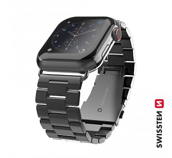 Řemínek Swissten pro Apple Watch kovový 42-44/45-49 mm černý