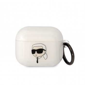 Karl Lagerfeld 3D Logo NFT Karl Head TPU Pouzdro pro Airpods 3 White