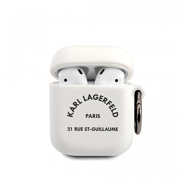 Karl Lagerfeld Rue St Guillaume Silikonové Pouzdro pro Airpods 1/2 White