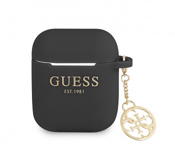 Guess 4G Charms Silikonové Pouzdro pro Airpods 1/2 Black