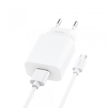 Nabíječka Foneng EU28 - USB - 2,4A s kabelem USB-Micro USB bílá