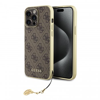 Guess 4G Charms Zadní Kryt pro iPhone 15 Pro Max Brown