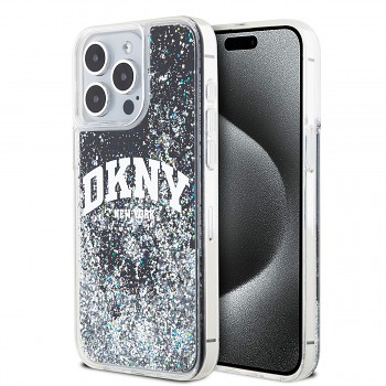 Zadní Kryt DKNY Liquid Glitter Arch Logo pro iPhone 15 Pro Max černý