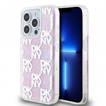 Zadní Kryt DKNY Liquid Glitter Checkered Pattern pro iPhone 15 Pro růžový