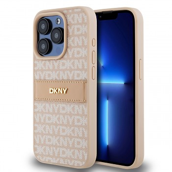 Zadní Kryt DKNY PU Leather Repeat Pattern Tonal Stripe pro iPhone 14 Pro Max Pink