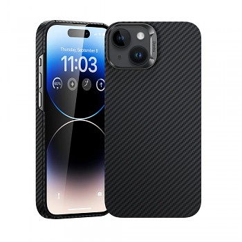 Zadní kryt Magnetic Armor Air Kevlar Metal Frame 600D pro iPhone 15 Plus černý