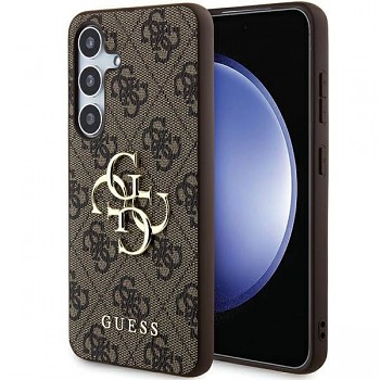 Guess PU 4G Metal Logo Zadní Kryt pro Samsung Galaxy A55 5G Brown