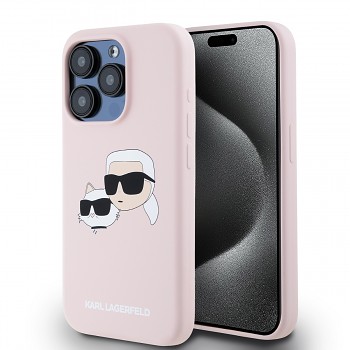 Karl Lagerfeld Liquid Silicone Double Heads Magsafe Zadní Kryt pro iPhone 15 Pro Pink