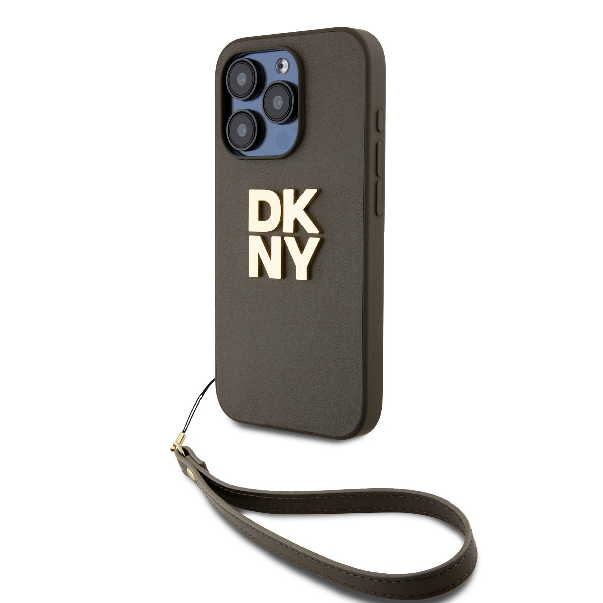 Zadní Kryt DKNY PU Leather Stack Logo Wrist Strap pro iPhone 15 Pro Green