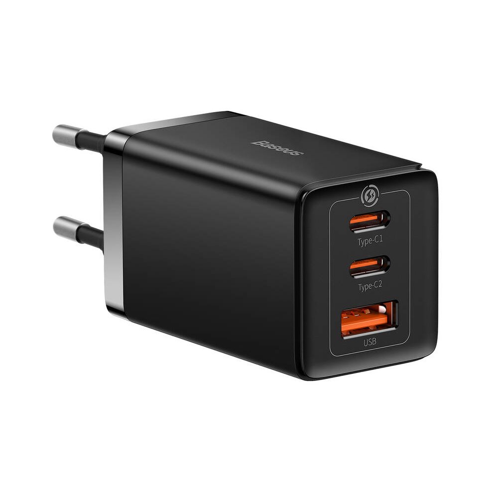 Adaptér Baseus CCGP120201 GaN5 Pro Quick USB-A + 2x USB-C 65W Black