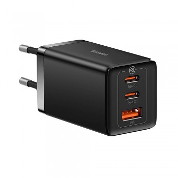 Adaptér Baseus CCGP120201 GaN5 Pro Quick USB-A + 2x USB-C 65W Black