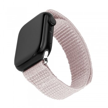 Nylonový řemínek FIXED Nylon Sporty Strap pro Apple Watch 42/44/45mm, růžově zlatý