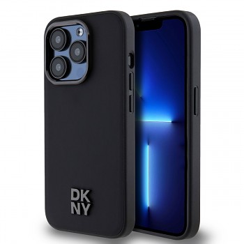 Zadní Kryt DKNY PU Leather Stack Logo Magsafe pro iPhone 15 Pro Max černý