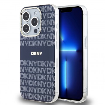 Zadní Kryt DKNY PC/TPU Repeat Pattern Tonal Stripe Magsafe pro iPhone 15 Pro Max modrý