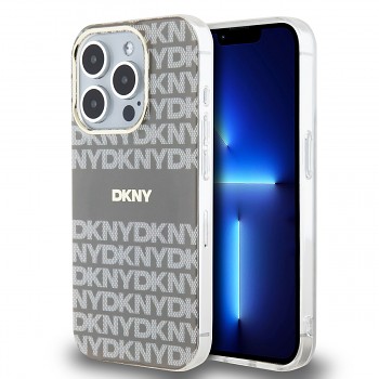 Zadní Kryt DKNY PC/TPU Repeat Pattern Tonal Stripe Magsafe na iPhone 15 Pro Max Beige