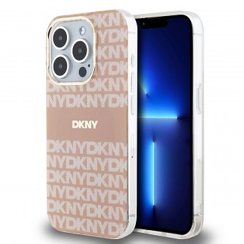 Zadní Kryt DKNY PC/TPU Repeat Pattern Tonal Stripe Magsafe pro iPhone 13 Pro růžový