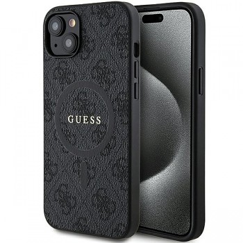 Originální pouzdro GUESS hardcase 4G Collection Leather Metal Logo MagSafe GUHMP15SG4GFRK pro iPhone 13-14-15 black