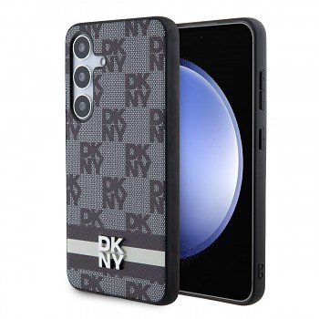 Zadní Kryt DKNY PU Leather Checkered Pattern and Stripe pro Samsung Galaxy S24 Black