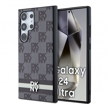 Zadní Kryt DKNY PU Leather Checkered Pattern and Stripe pro Samsung Galaxy S24 Ultra černý